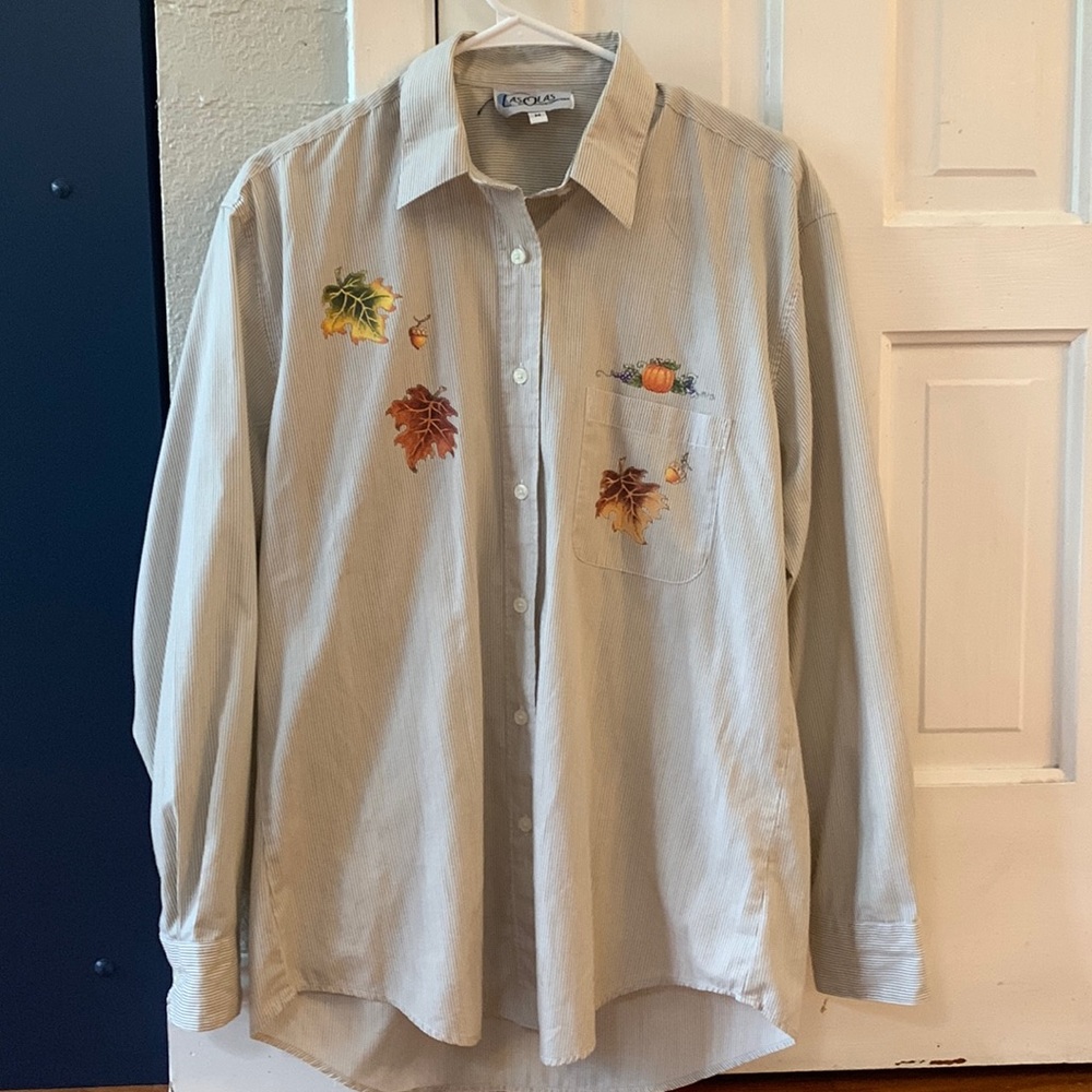 Las Olas by Ives International, Size M, Tan and white pinstripe vintage autumn